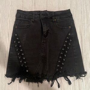 Black Forever 21 jean skirt with ties on the side!